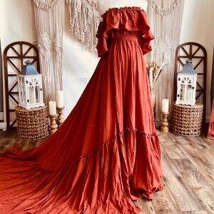 We Are Reclamation off-the-shoulder maternity dress